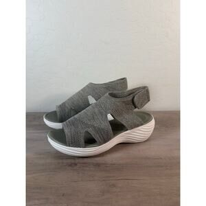 Clarks Women's 8 M Marin Sail Sandal Gray Wedge Open Toe Stretch Worn once